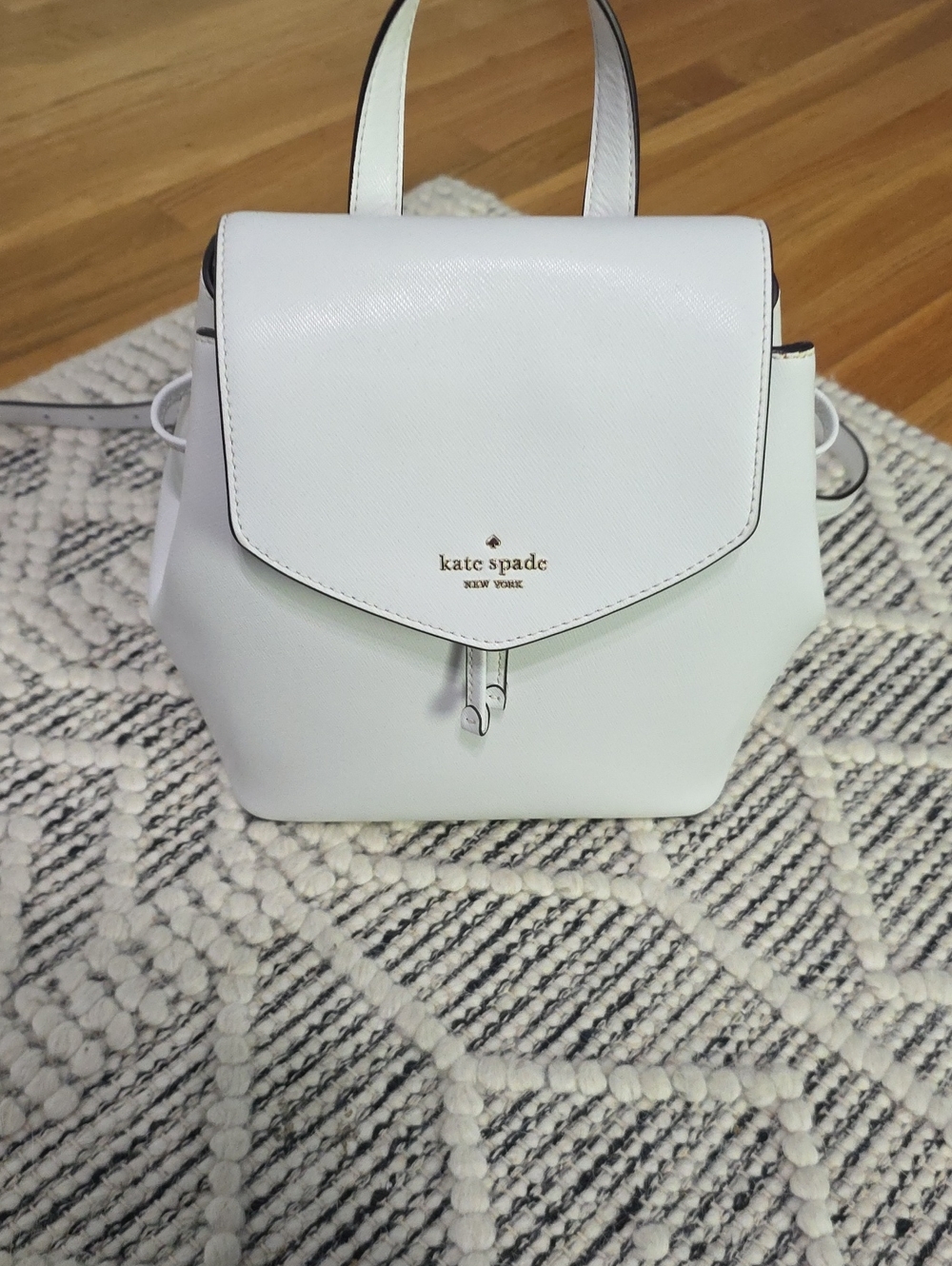 kate spade White Saffiano Leather Mini Backpack